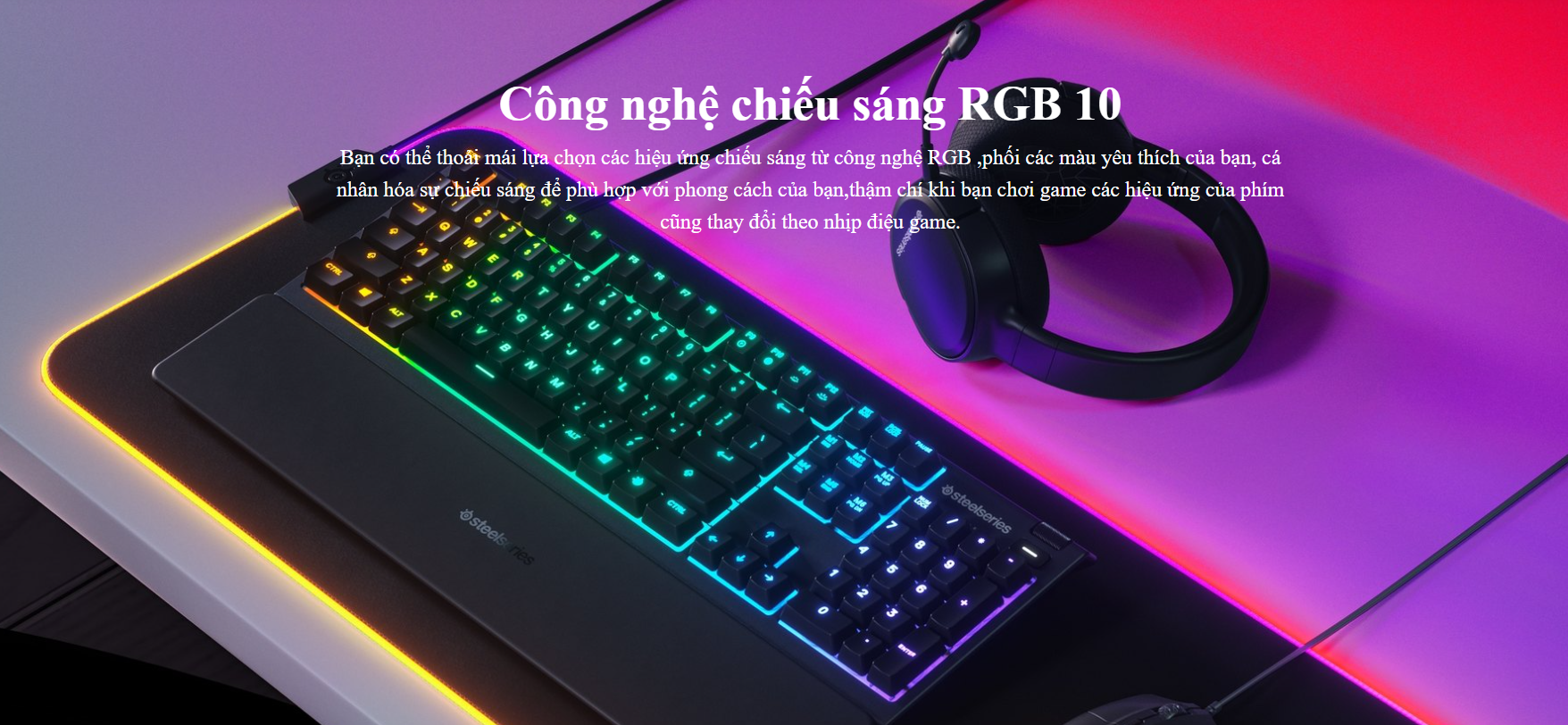 Bàn phím SteelSeries APEX 3 RGB Water Resistant Whisper-Quiet Switches Gaming Black (64795) 3