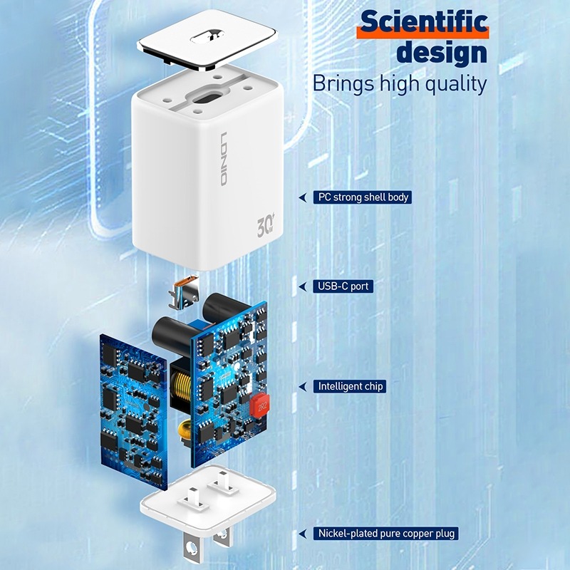 Củ sạc nhanh LDNIO PD 30W A1508C kèm cáp Type-C to Type-C  3