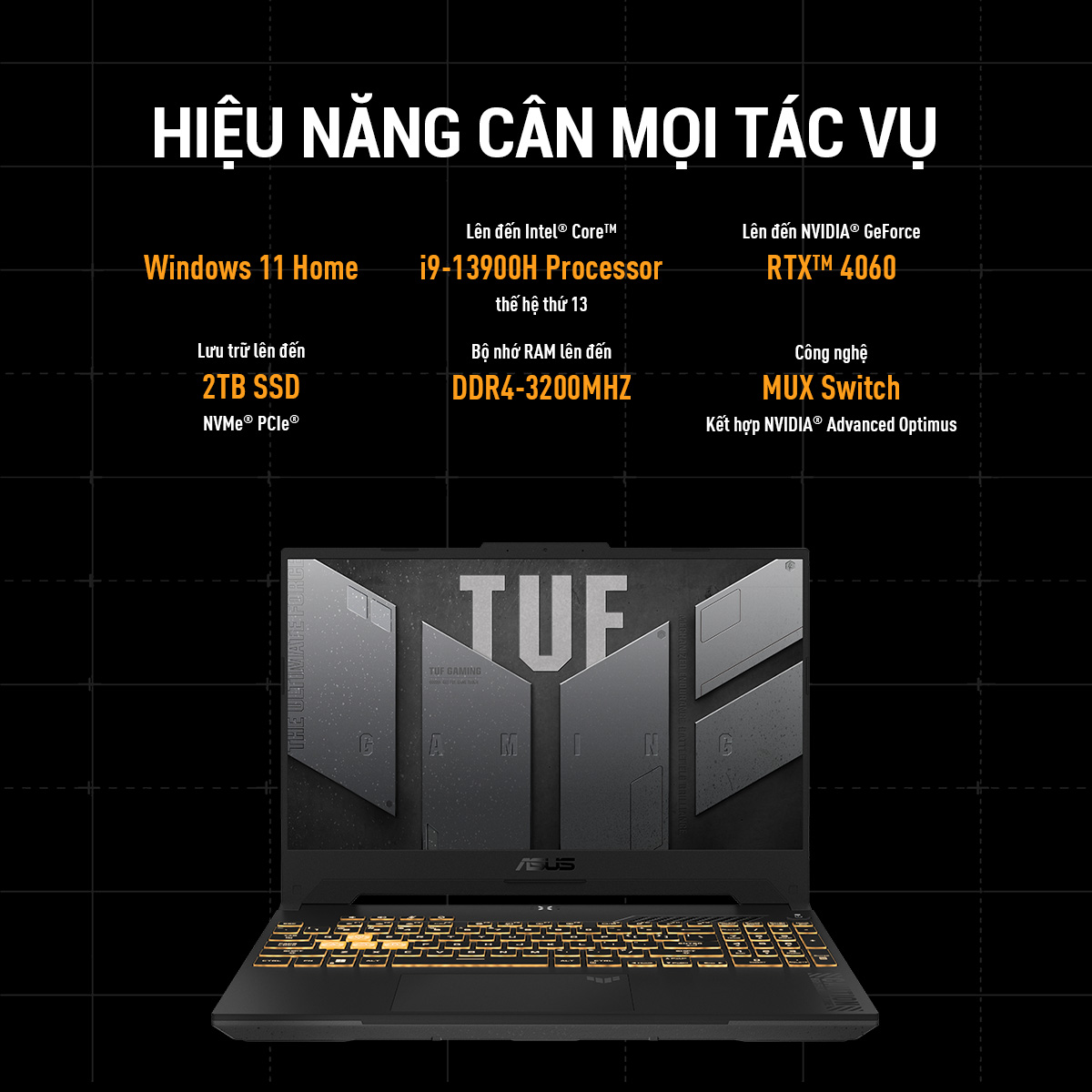 Laptop Asus Gaming TUF FX507VU-LP197W (i7 13620H/32GB RAM/512GB SSD/15.6 FHD 144hz/RTX4050 6GB/Win11/Xám) ảnh 3