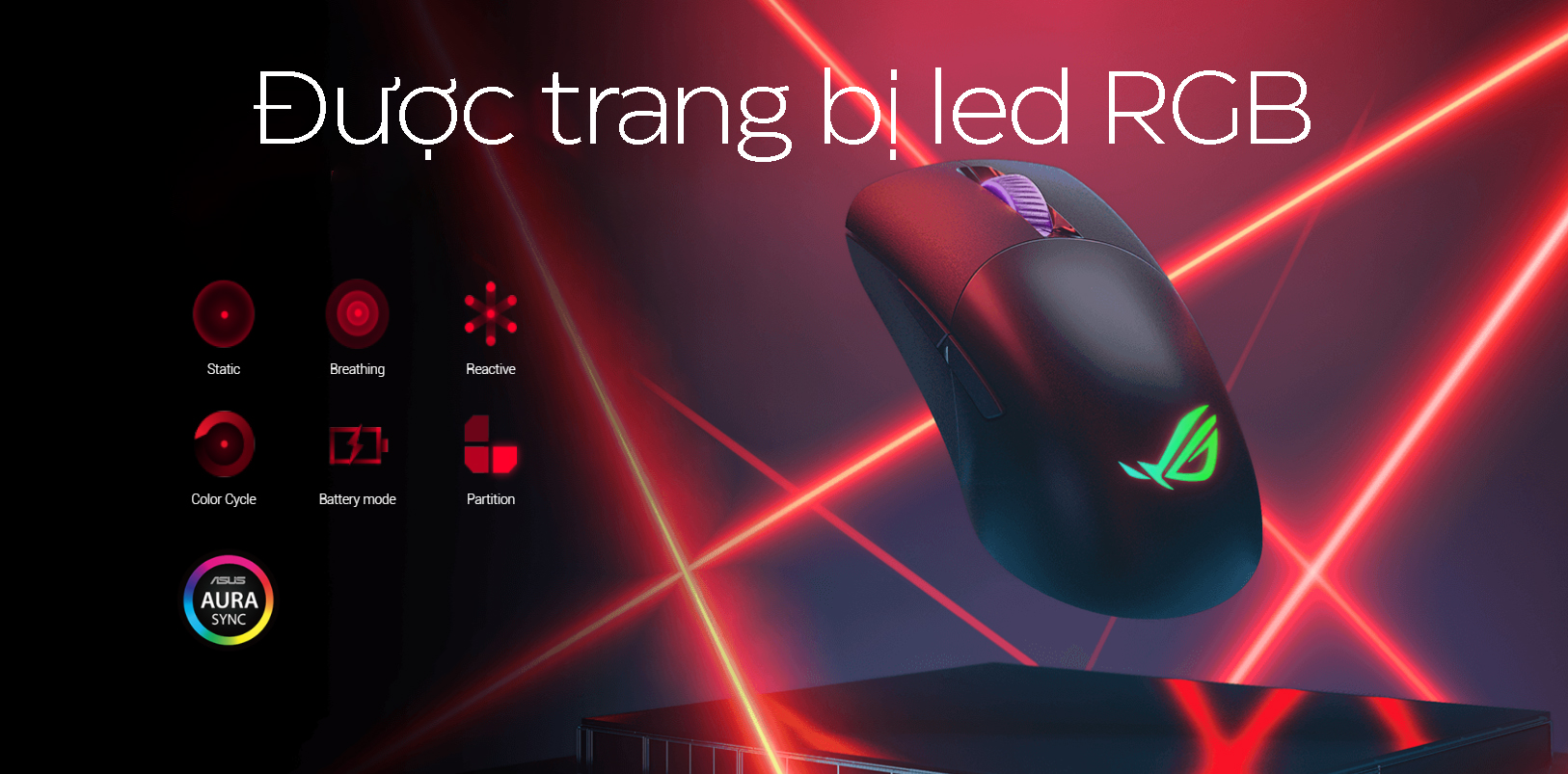 Chuột không dây Asus ROG Keris (USB/RGB/màu đen) (P513)