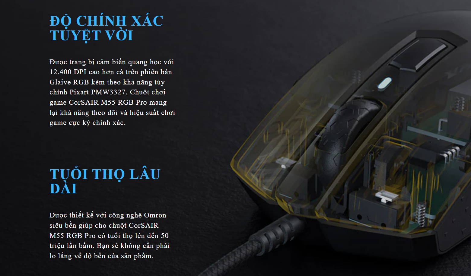 Chuột chơi game Corsair M55 RGB Pro Black (CH-9308011-AP) 3