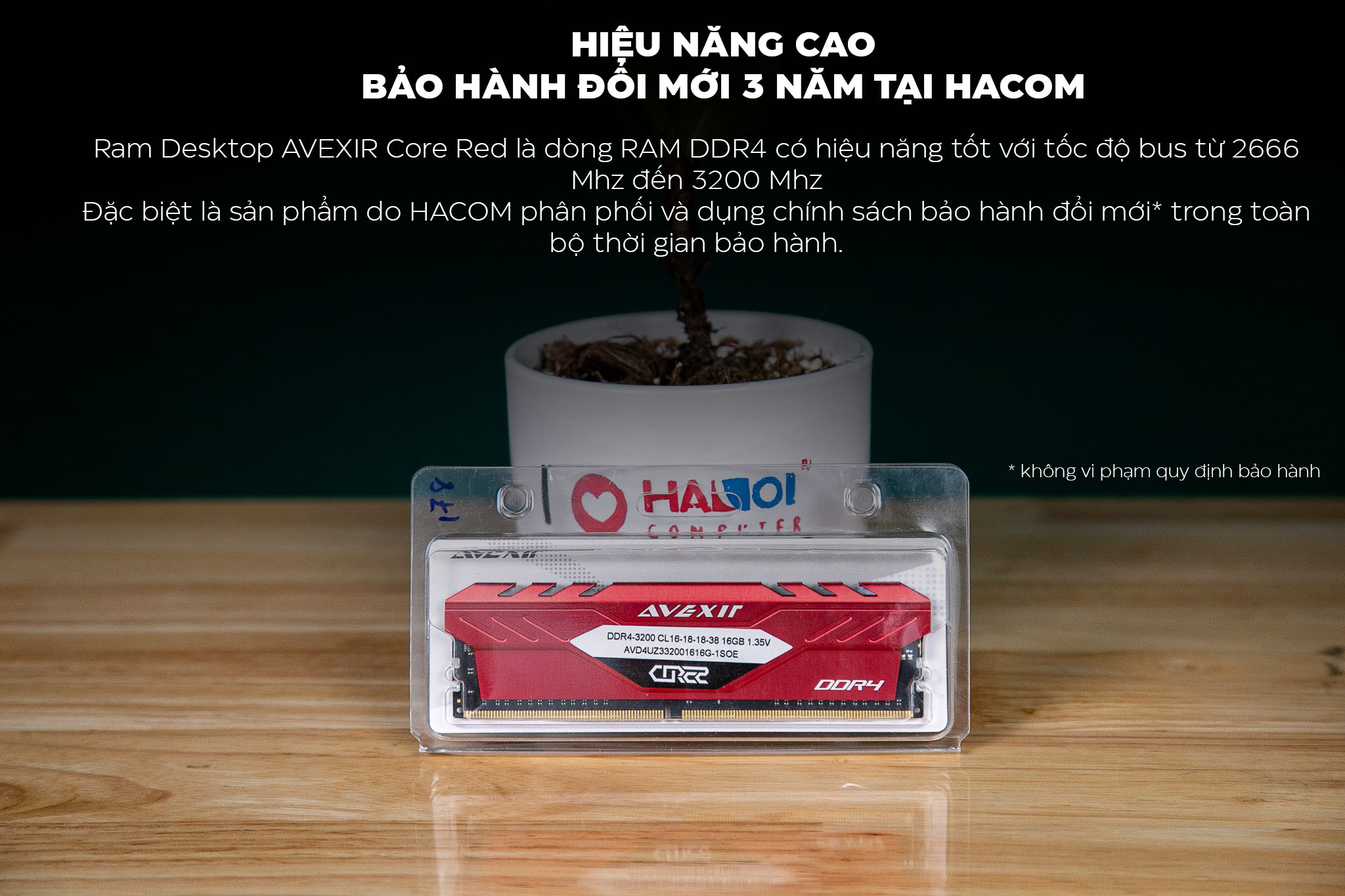 Ram Desktop AVEXIR 1COE - SOLID RED (AVD4UZ326661916G-1SOE) 16GB (1x16GB) DDR4 2666Mhz