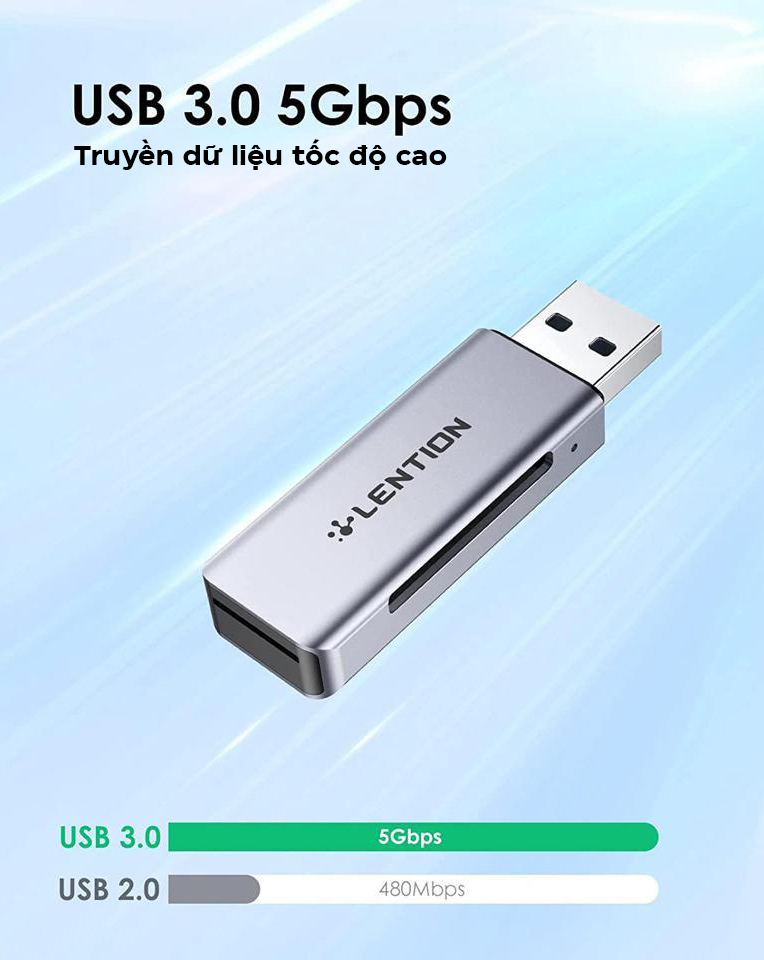 Đầu đọc thẻ Lention H7 USB3.0 to SD/Micro SD Card Reader