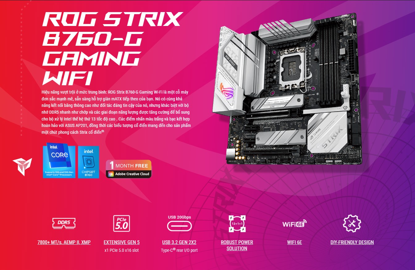 Mainboard Asus ROG STRIX B760-G GAMING WIFI DDR5 (