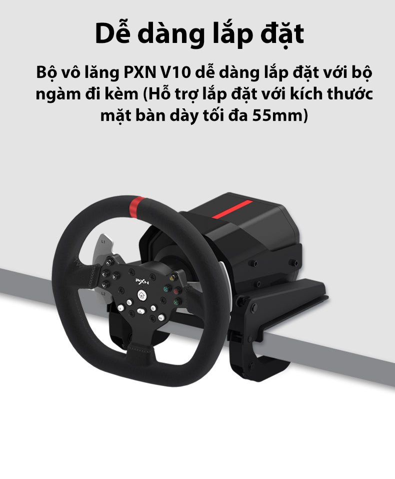 Vô lăng chơi game PXN V10 Gaming Racing Wheel (Đi kèm bàn đạp và cần số) 9