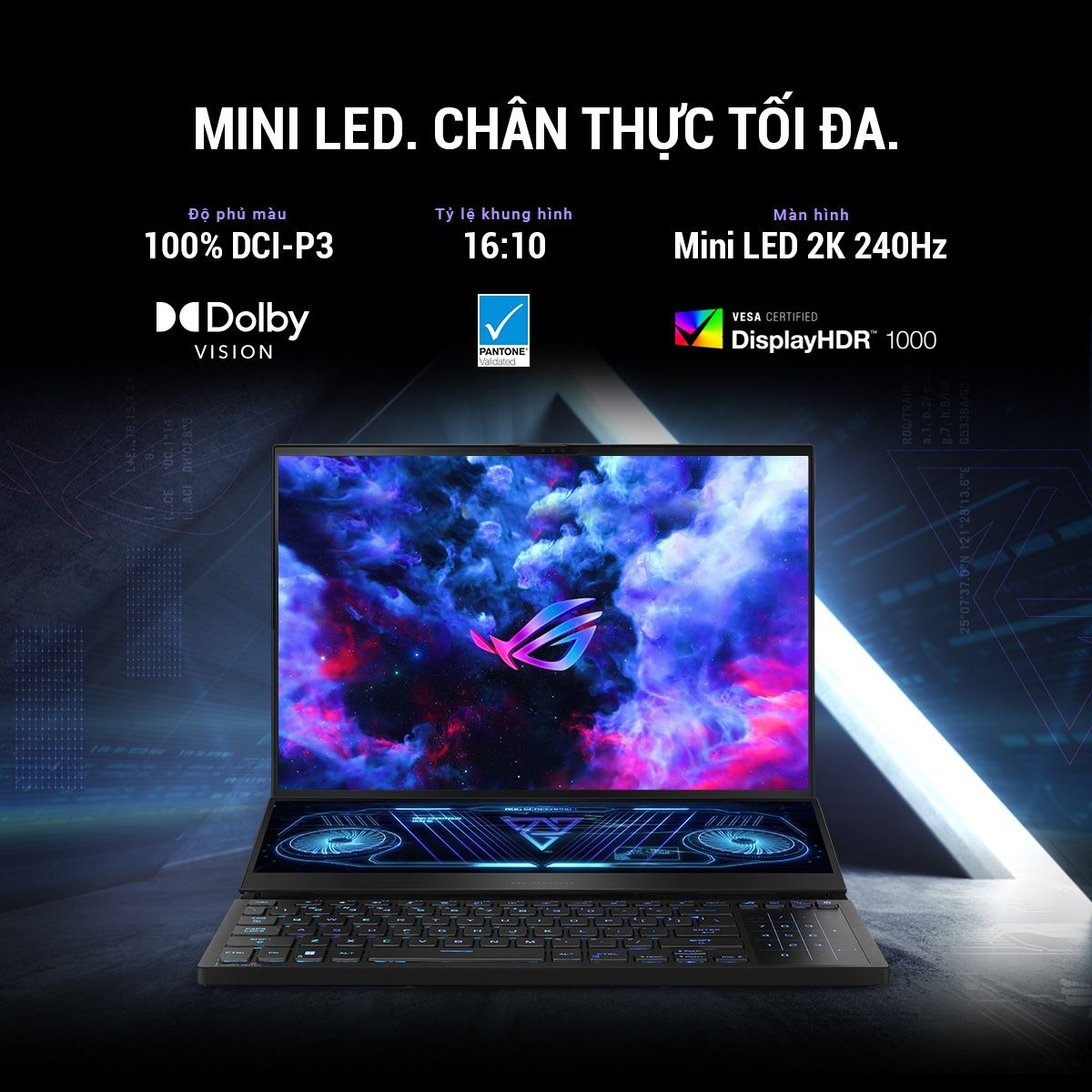 Laptop Asus Gaming Zephyrus Duo GX650PZ-NM031W (R9 7945HX/32GB RAM/1TB SSD/16 QHD 240hz/RTX 4080 12GB/Win11/Đen/Chuột/Balo) ảnh 3