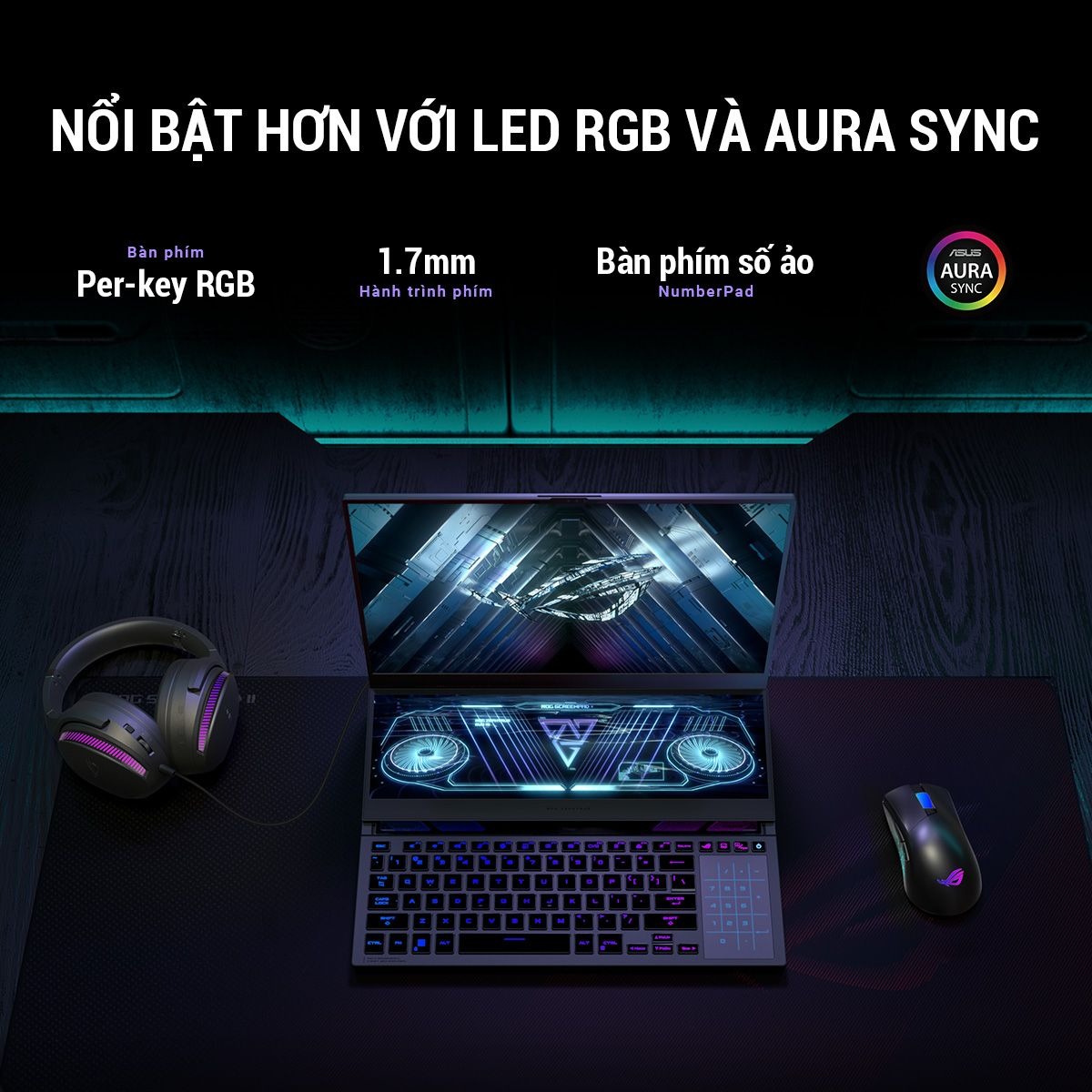 Laptop Asus Gaming Zephyrus Duo GX650PZ-NM031W (R9 7945HX/32GB RAM/1TB SSD/16 QHD 240hz/RTX 4080 12GB/Win11/Đen/Chuột/Balo) ảnh 6