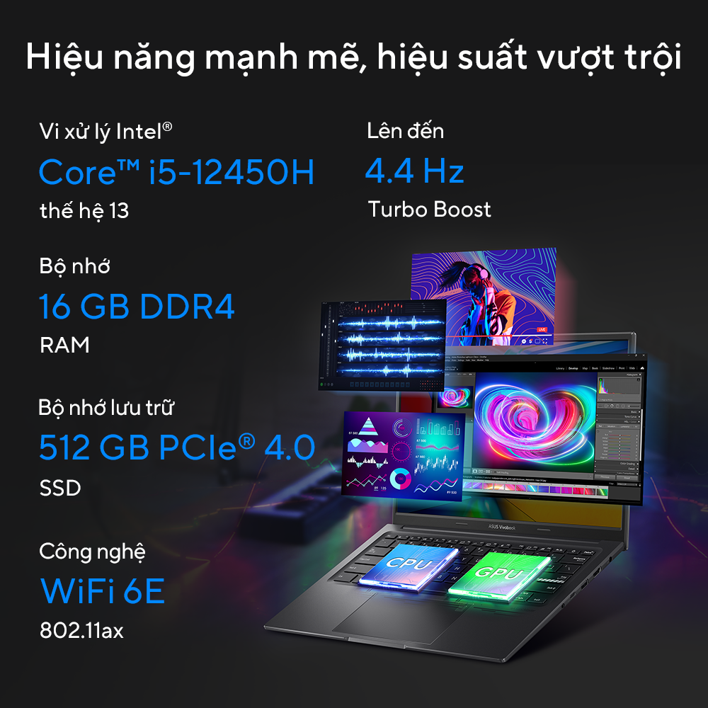 Laptop Asus VivoBook 14X OLED K3405ZF-KM184W  (i5 12500H/16GB RAM/512GB SSD/14 2.8K/RTX2050 4GBWin11/Bạc) ảnh 1