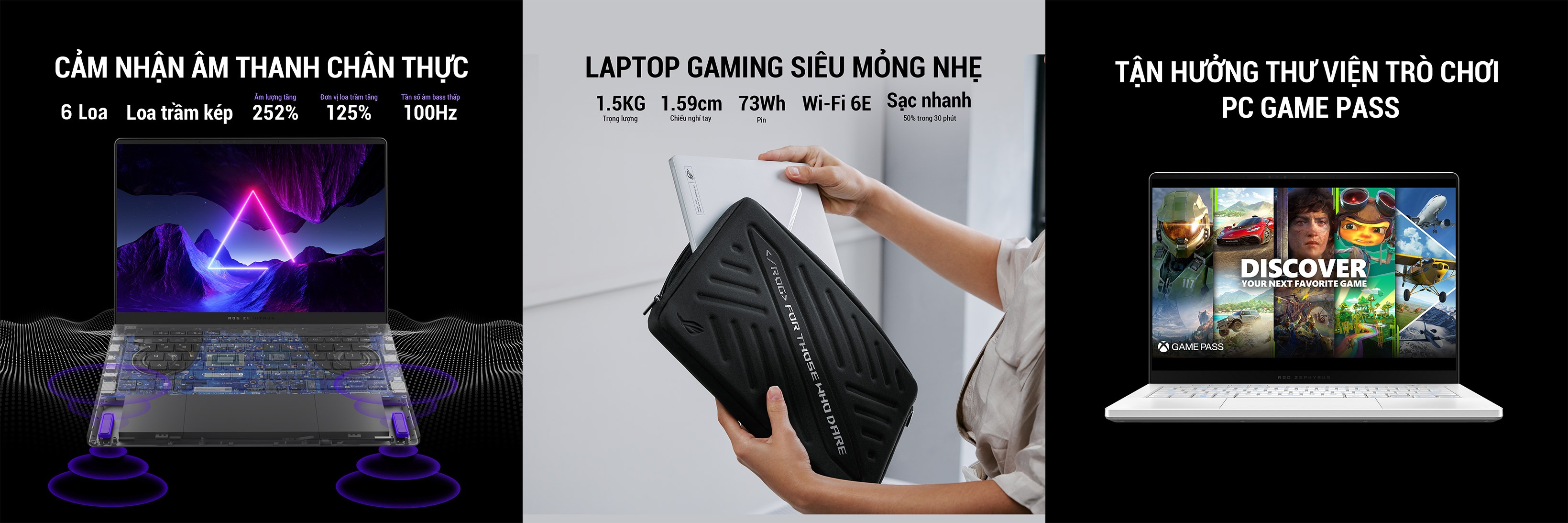 Laptop Asus Gaming ROG Zephyrus GA403UV-QS170W (R9 8945HS/32GB RAM/1TB SSD/14 3K/RTX4060 8GB/Win11/Trắng/Túi)