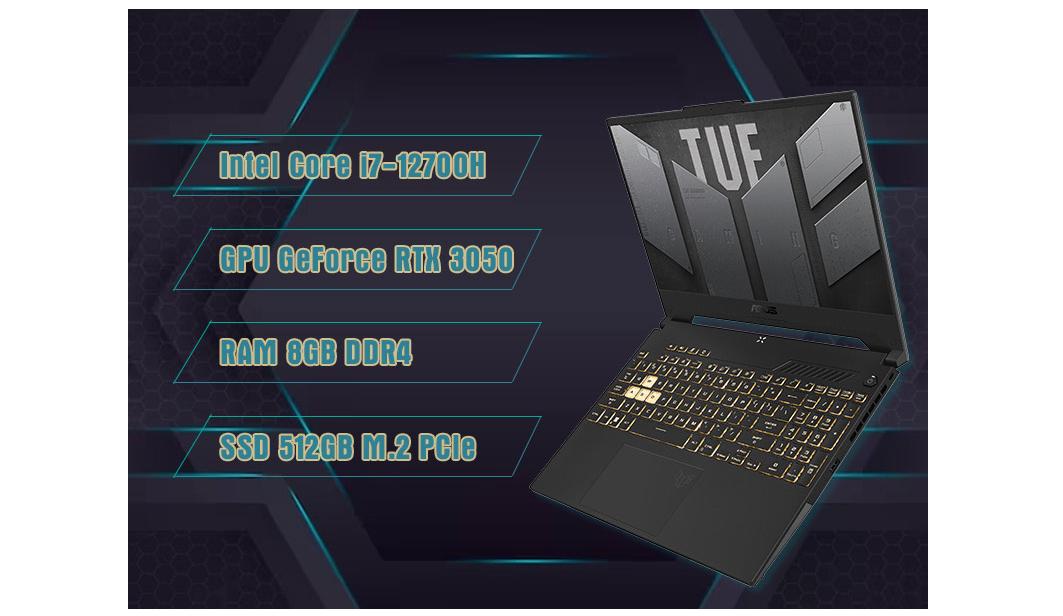 Laptop Asus Gaming TUF FX507ZC4-HN099W (i7 12700H/8GB RAM/512GB SSD/15.6 FHD 144hz/RTX 3050 4GB/Win11/Xám) ảnh 2