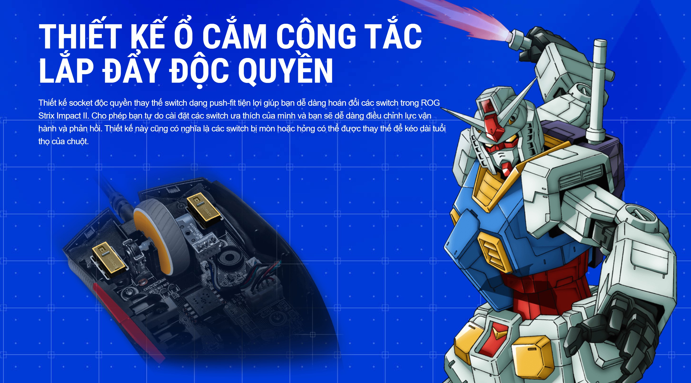 Chuột Asus ROG Strix Impact II Gundam (USB/RGB)