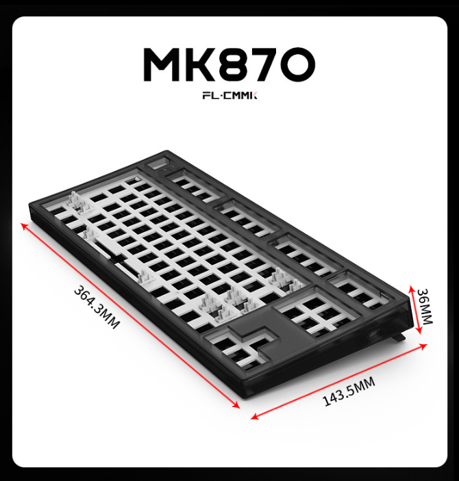 Kit bàn phím FLEsport K210-MK870 White (Case, Plate, PCB, LED) 3