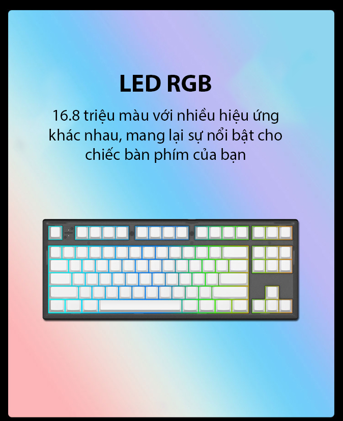 Kit bàn phím FLEsport K210-MK870 White (Case, Plate, PCB, LED) 8