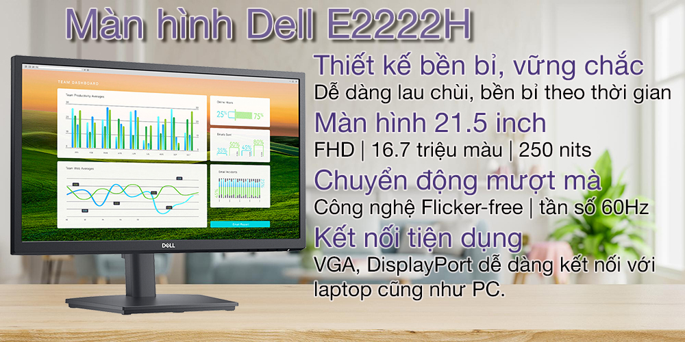 MONITOR DELL 21.5” E2222H VGA-DP 3YS