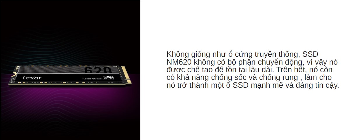 Ổ cứng SSD Lexar NM620 256GB M.2 2280 PCIe 3.0x4 (Đoc 3000MB/s - Ghi 1300MB/s) - (LNM620X256G-RNNNG)