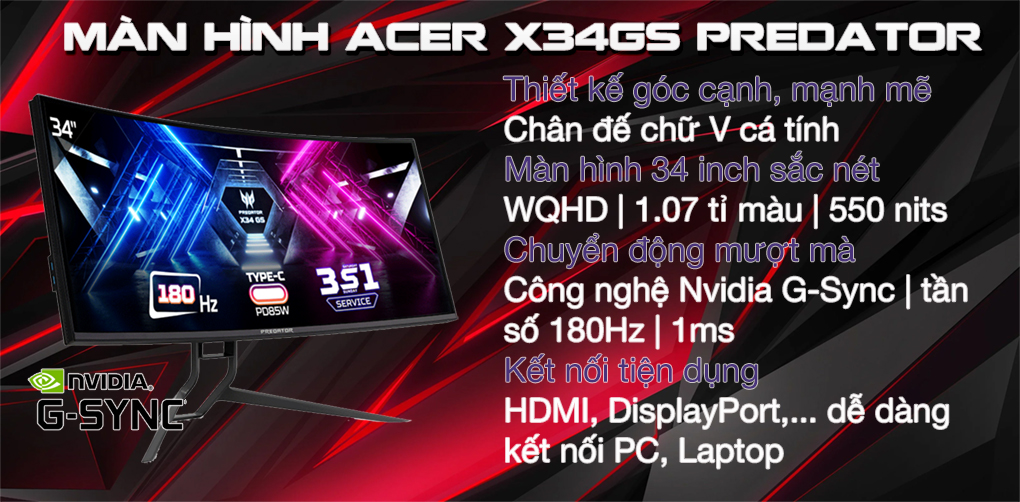 Màn hình Acer X34GS Predator 1