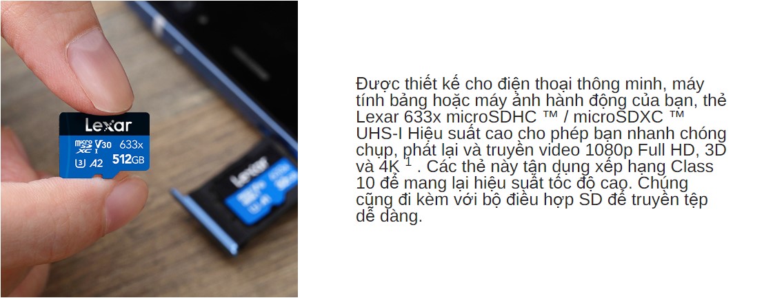 Thẻ nhớ LEXAR  microSDXC U3, V30