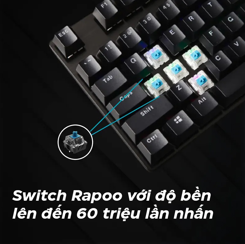 Bàn phím cơ gaming có dây Rapoo V500 Pro Black 2