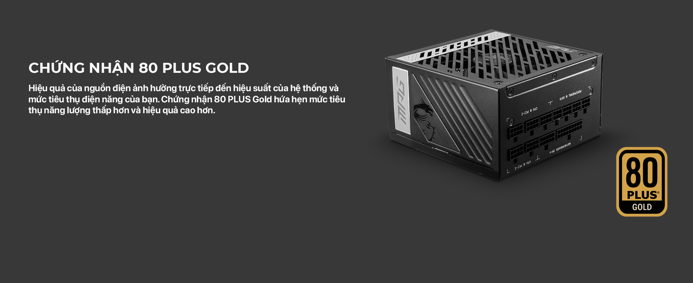 Nguồn máy tính MSI A1000G 1000w ( 80 Plus Gold / Full Modular/Màu Đen)