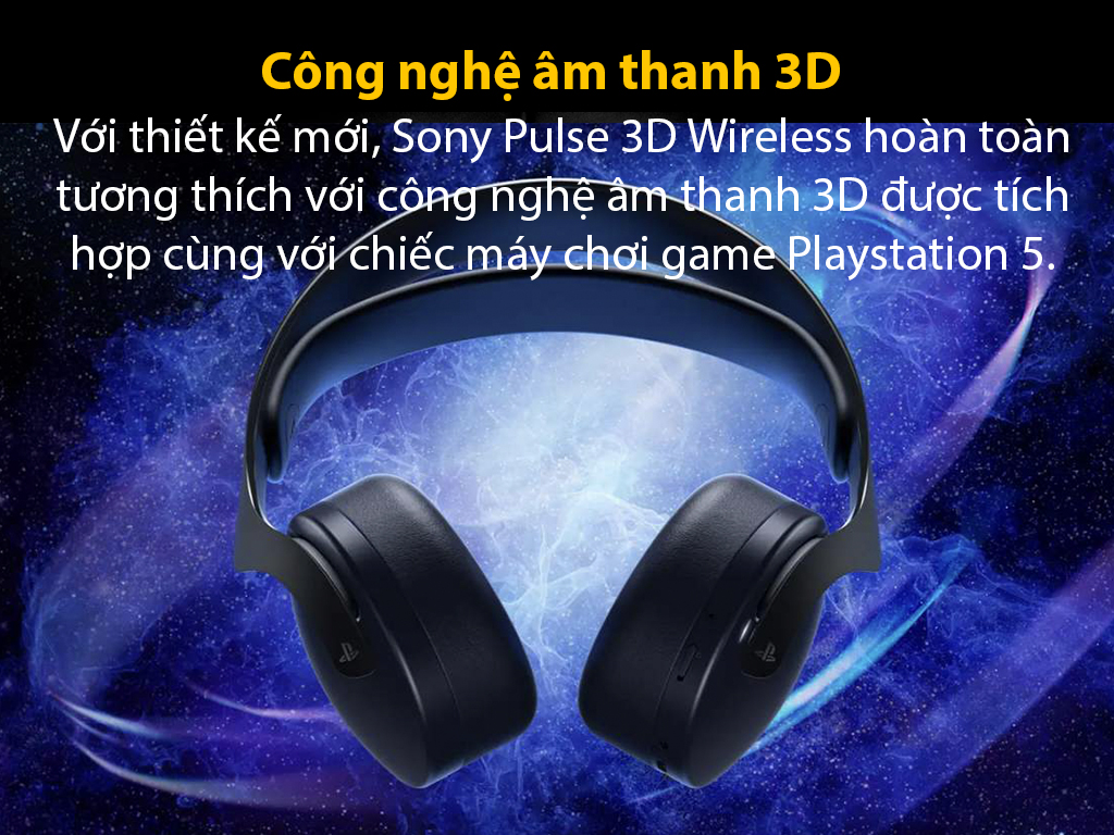 Tai nghe PS5 không dây Sony Pulse 3D Wireless Headset Midnight Black Hàng Chính Hãng 2