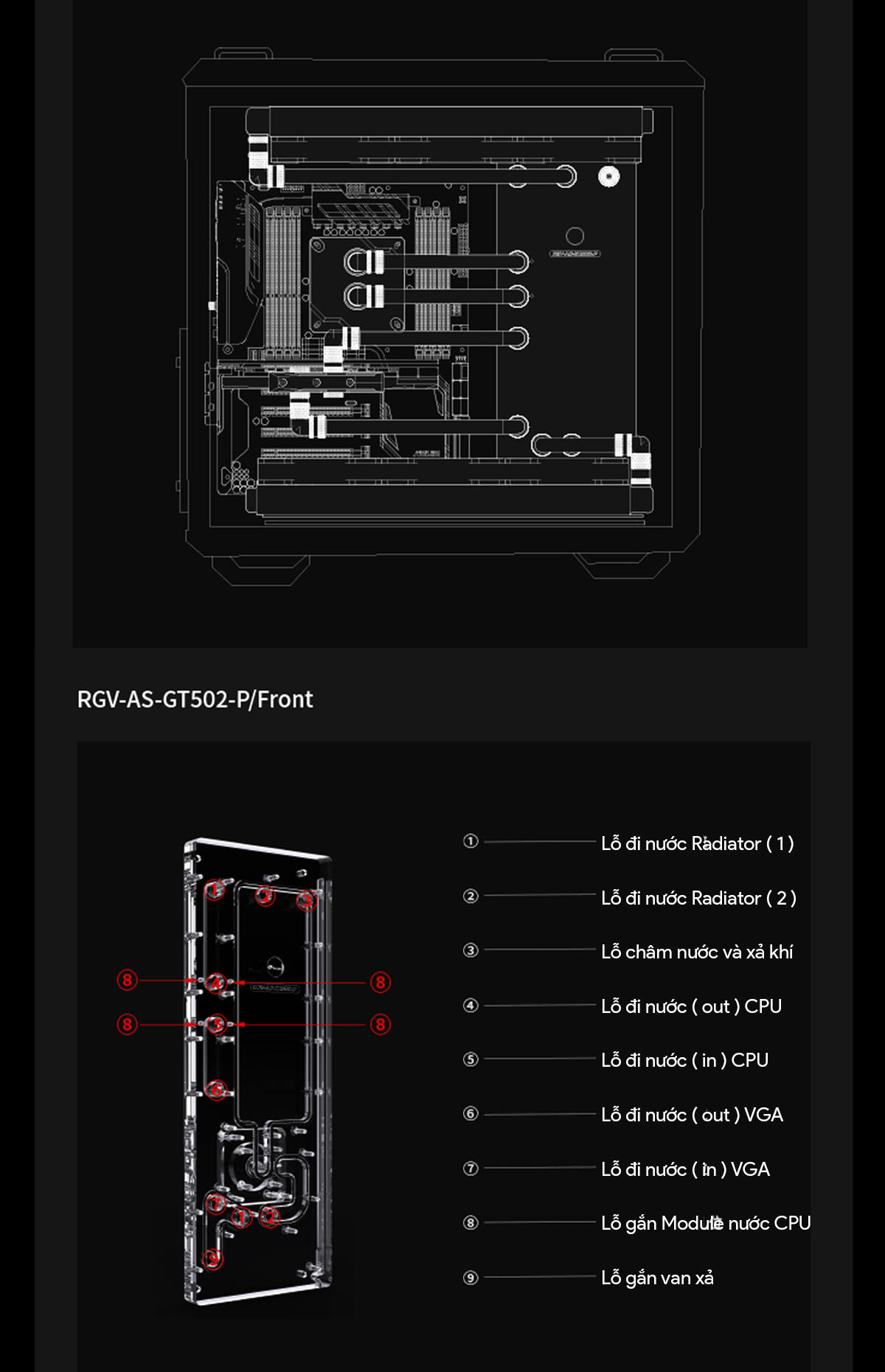 Trọn bộ tản nhiệt nước Custom Bykski x ASUS GT502 DIY KIT - Black