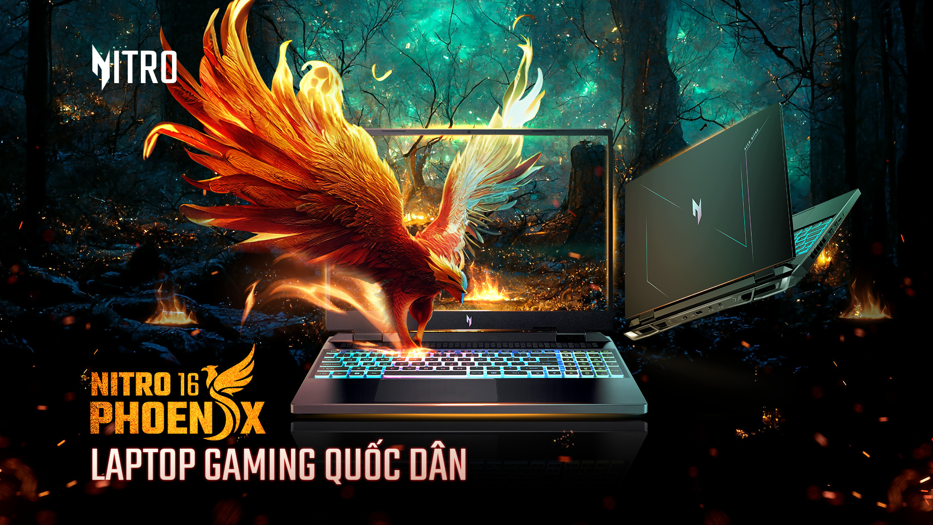 Laptop Acer Gaming Nitro 16 Phoenix AN16-41-R5M4 (NH.QKBSV.003) (R5 7535HS/8GB Ram/512GB SSD/RTX4050 6G/16 inch FHD 165Hz/Win 11/Đen)