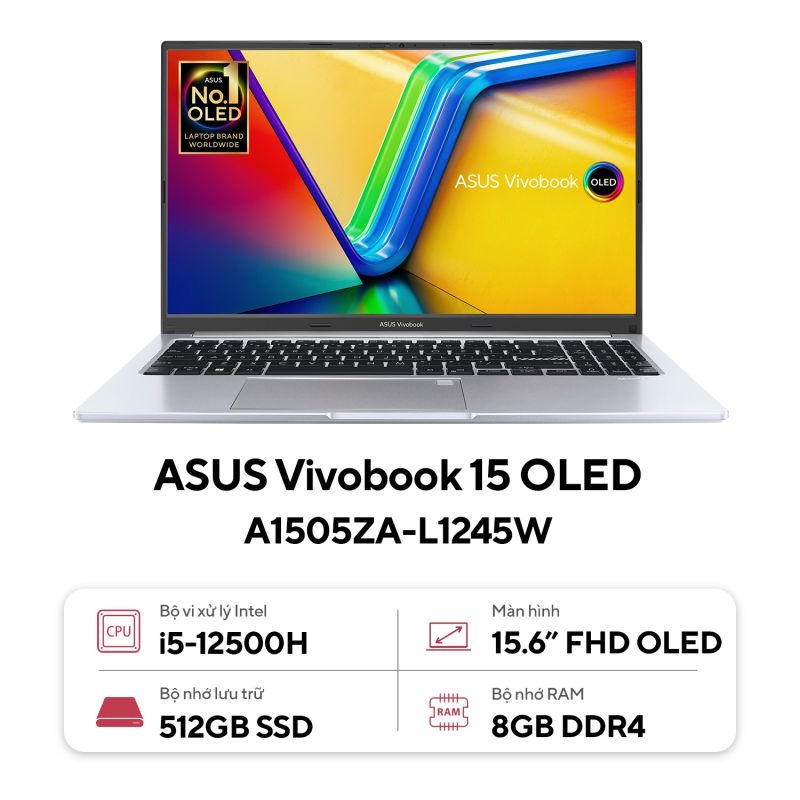 Laptop Asus VivoBook A1505ZA-L1245W (i5 12500H/8GB RAM/512GB SSD/15.6 OLED/Win11/Bạc)