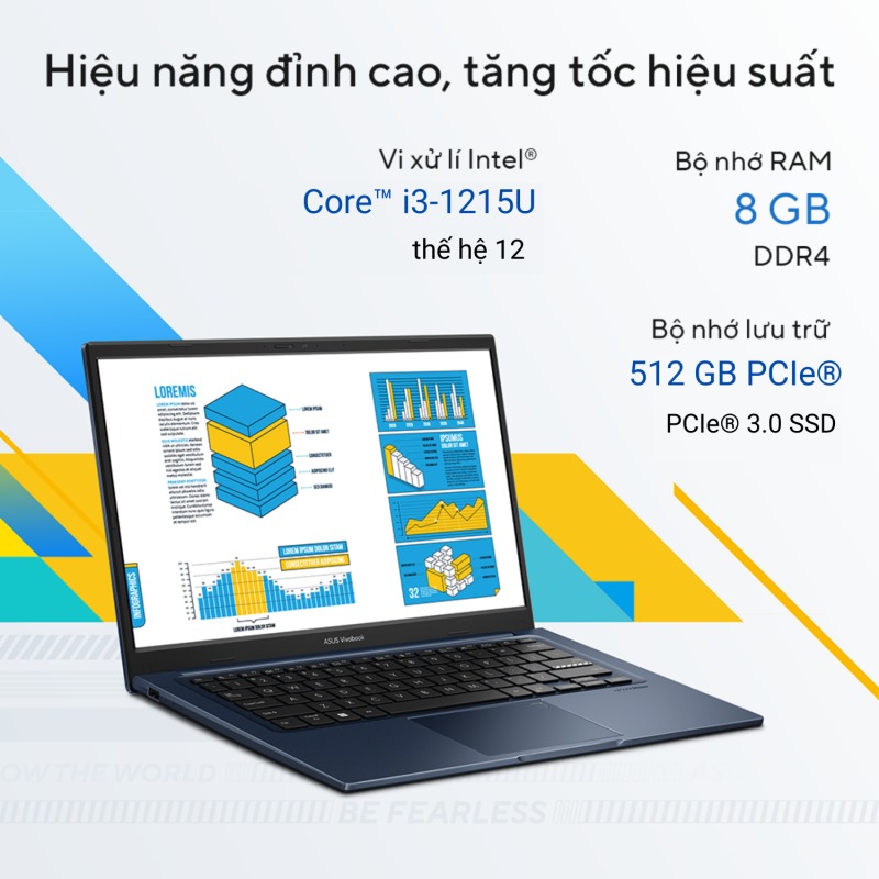 Laptop Asus VivoBook X1404ZA-NK386W (i3 1215U/8GB RAM/512GB SSD/14 FHD/Win11/Xanh)