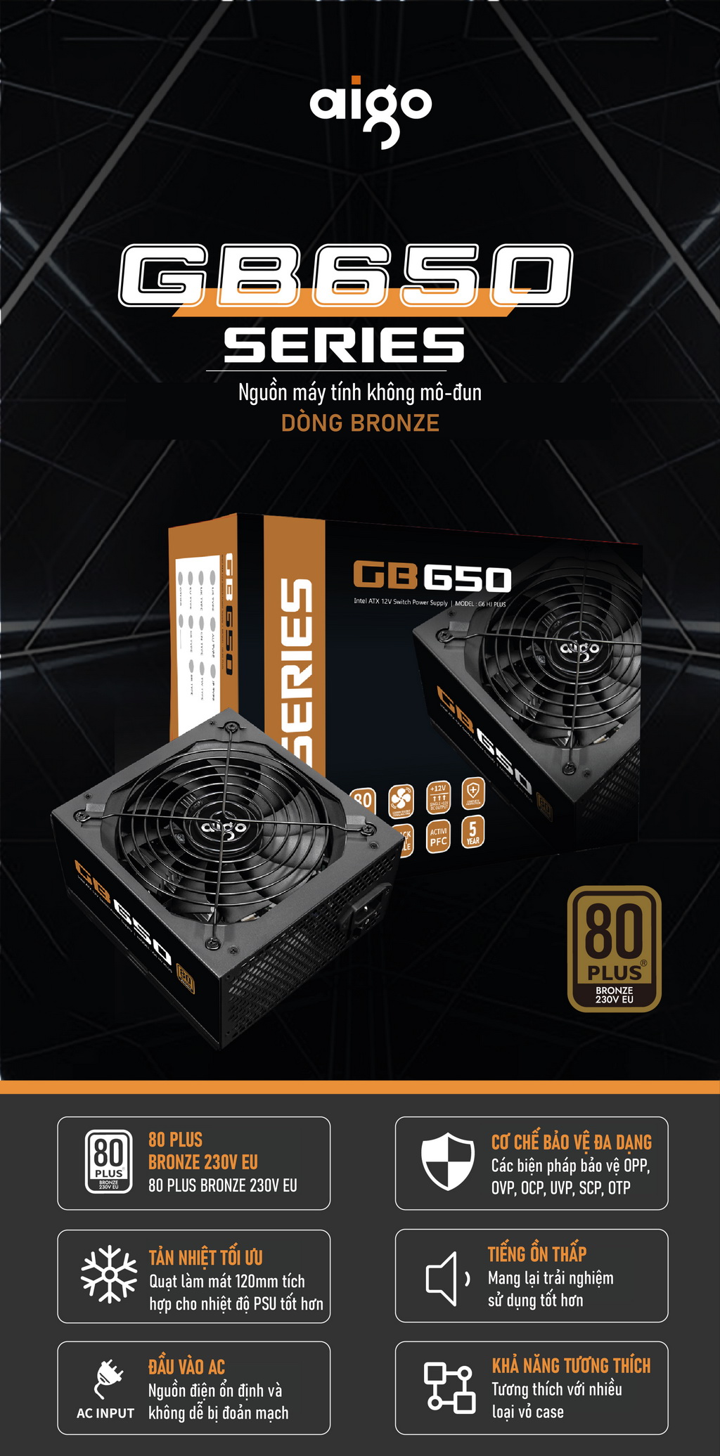 Nguồn máy tính AIGO GB650