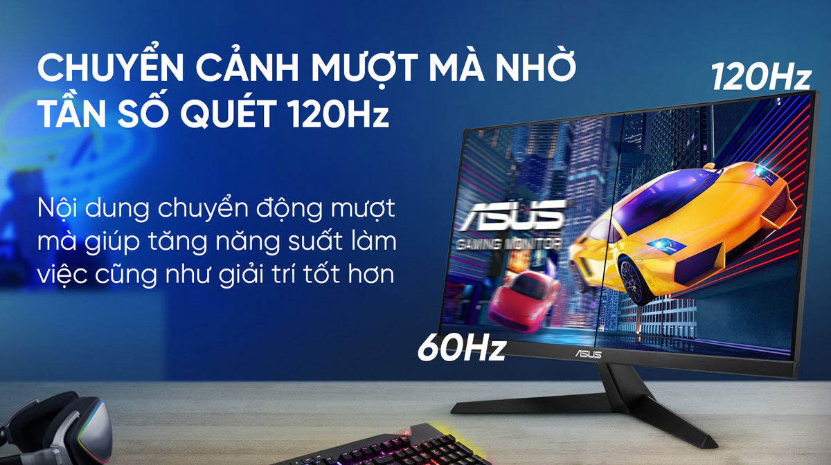 Màn hình ASUS VY249HGR có tần số quét 120Hz