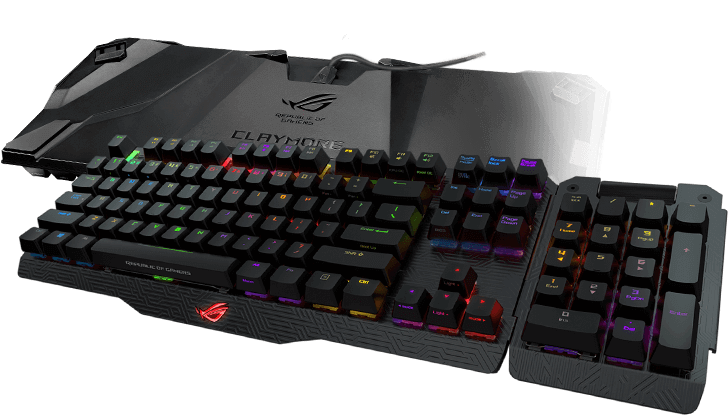 Bàn phím cơ Asus ROG Claymore Core RGB Aura Sync Cherry Blue switch có thiết kế cao cấp