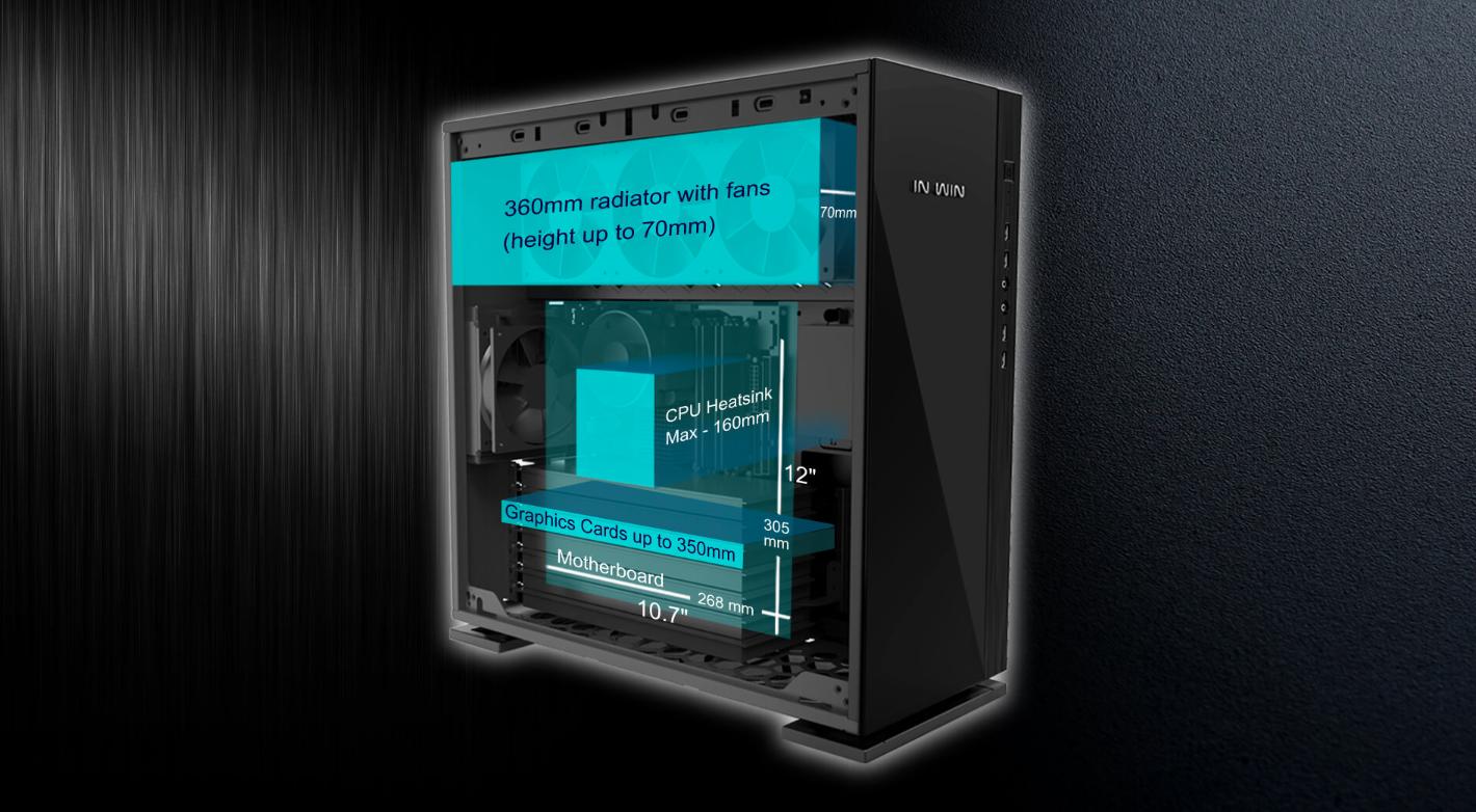  In-Win 305 - Full Side Tempered Glass hỗ trợ tản nhiệt và VGA