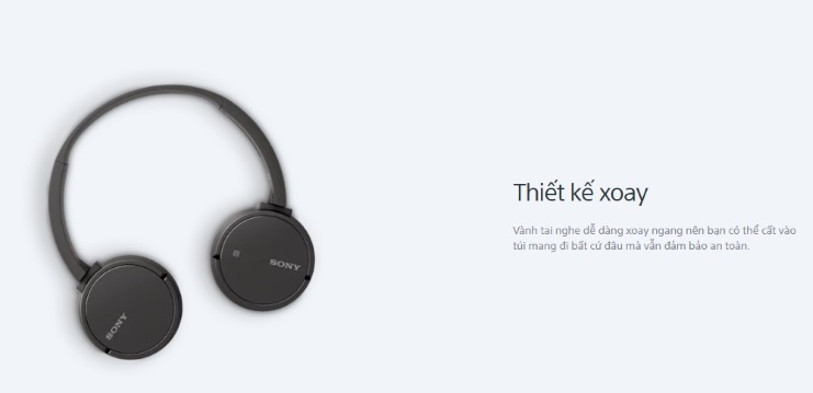 Tai nghe Bluetooth Sony WH-CH500/LC E Xanh có thiết kế đơn giản, gọn nhẹ