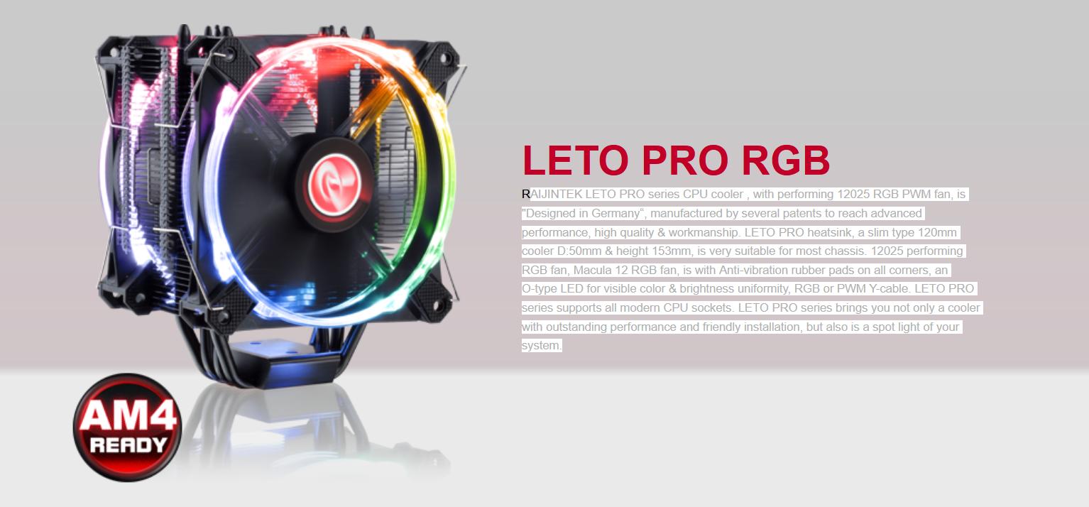 Giới thiệu Tản nhiệt khí Raijintek LETO RGB