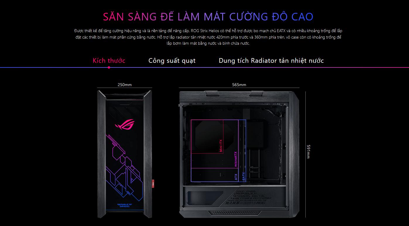 Case Asus ROG Strix Helios GX601 Tempered Glass Gaming (Mid Tower/Màu Đen/Led RGB) ASUS Vỏ Case Asus ROG Strix Helios GX601 Tempered Glass Gaming   (M