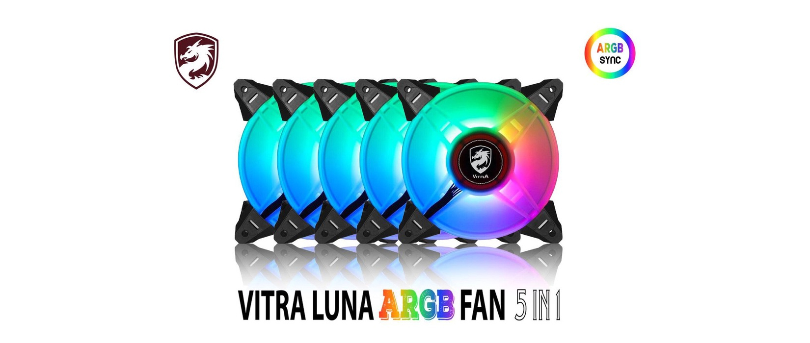 Giới thiệu Fan Case Vitra Luna A-RGB AURA SYNC 5 IN 1( MainBoard Sync / Kèm điều khiển) 
