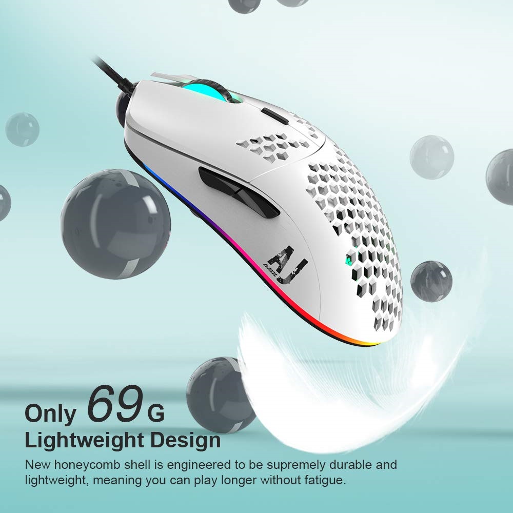 Chuột Ajazz AJ390 (USB/RGB/màu trắng) có trọng lượng siêu nhẹ