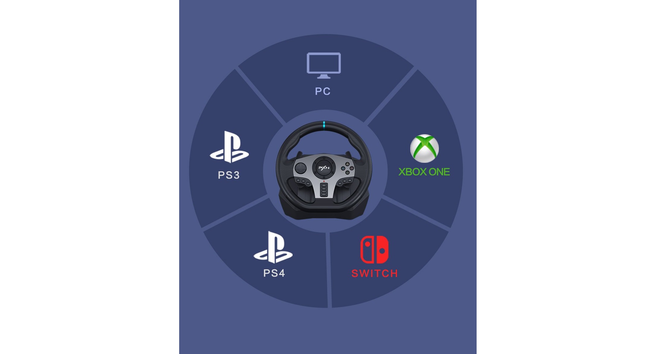 Vô lăng chơi game PXN V9 Gaming Racing Wheel tương thích với nhiều nền tảng