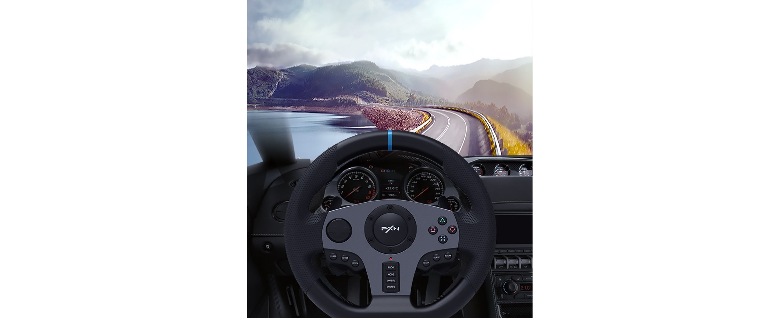 Vô lăng chơi game PXN V9 Gaming Racing Wheel tích hợp bộ rung cho phản hồi chân thực 