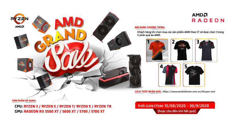 Chương trình Khuyến mãi “AMD Grand Sales” - Tặng áo AMD cực CHẤT
