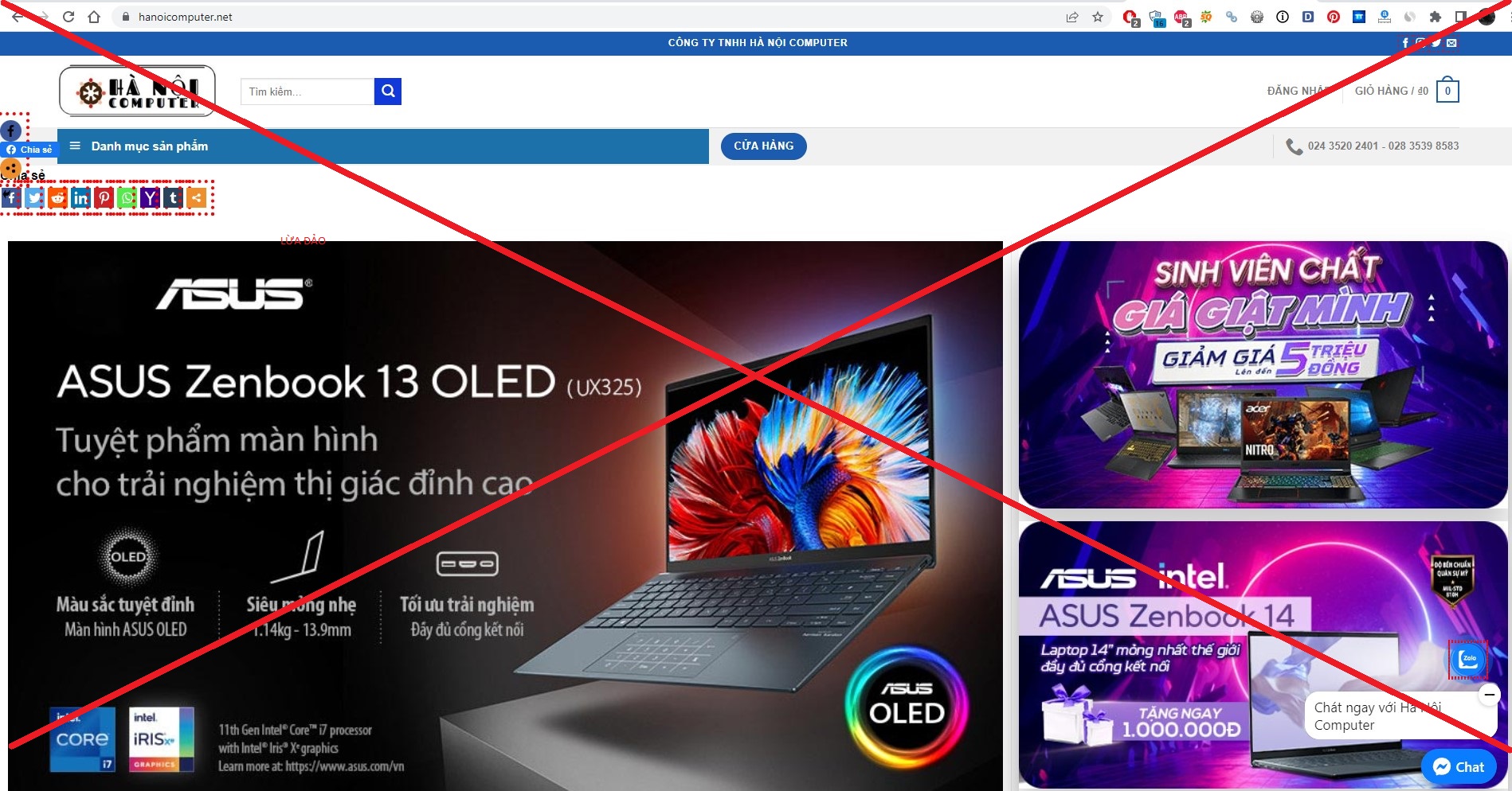 HANOICOMPUTER.NET trang web Lừa đảo, giả mạo HACOM