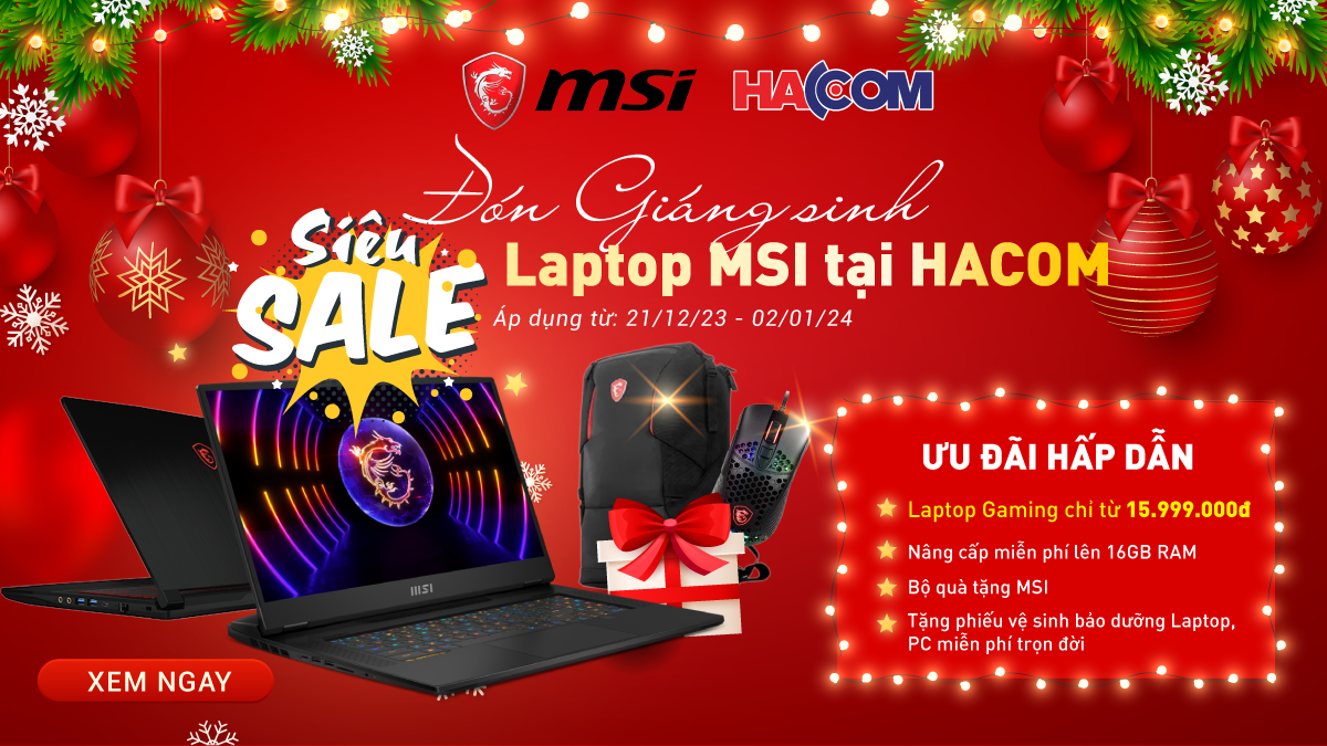 Chương trình siiêu Sale dành cho Laptop MSI tại HACOM