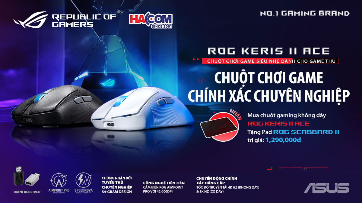 [KHUYẾN MÃI] MUA CHUỘT ROG KERIS TẶNG NGAY BÀN LÓT CHUỘT