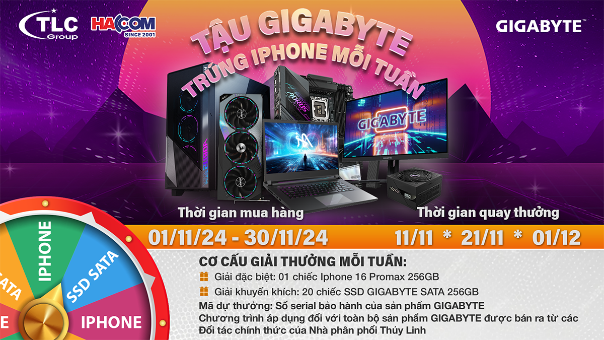 TẬU GIGABYTE – TRÚNG IPHONE MỖI TUẦN