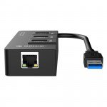 Bộ Chia USB Orico HR01-U3 (Từ 1 Ra 3 cổng chuẩn 3.0, 1 Cổng mạng RJ45) Đen
