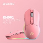 Chuột game không dây Dareu EM901 hồng (USB)