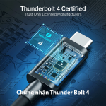 Cáp Thunderbolt 4 Choetech A3010 dài 0.8m - Màu đen - Type C to Type C - Hỗ trợ xuất hình 8K@60Hz + Sạc PD 100W