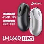 Chuột không dây DAREU LM166D Trắng Bạc (Wireless + Bluetooth)