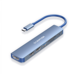 Bộ chuyển đổi Type C 7 trong 1 Lention CE18HCR (Type-C sang HDMI, USB 3.0, 2 cổng USB 2.0, SD card, cổng sạc PD) màu xanh