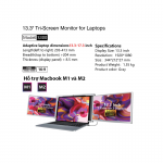 Bộ 02 màn hình 13.3 inch mở rộng cho laptop E-Tech S300 - Full HD